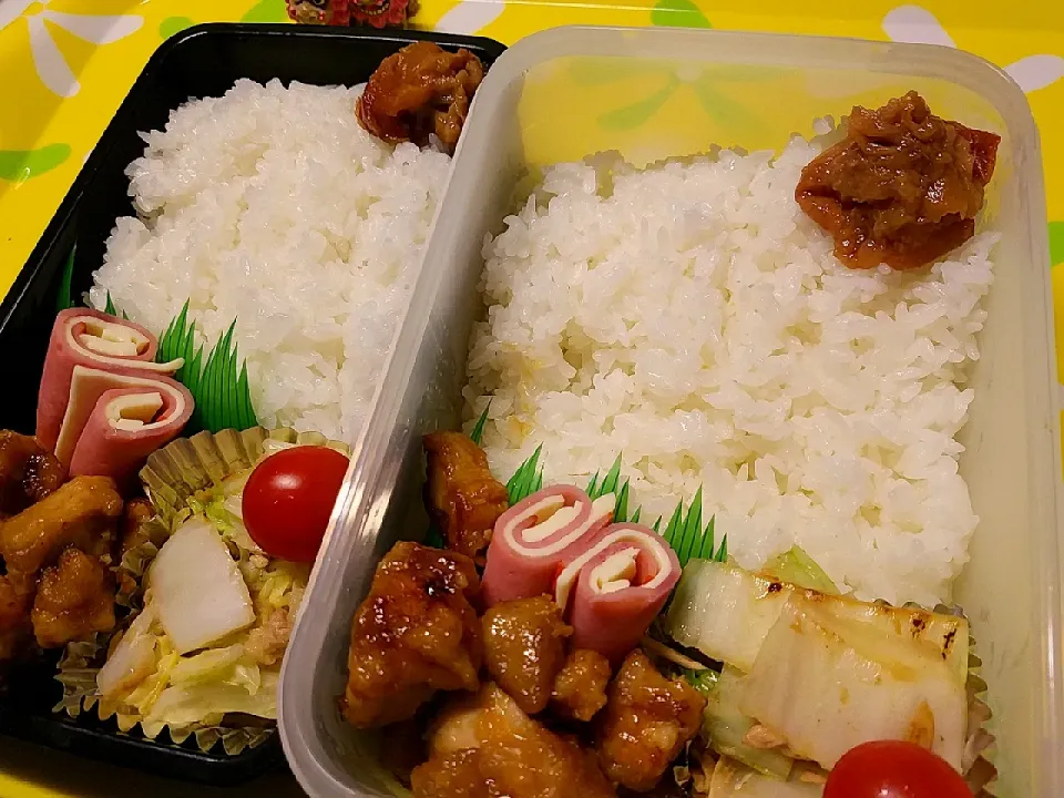 Snapdishの料理写真:夫弁当、息子弁当|みどりさん