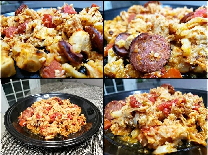 Cauliflower Jambalaya 
Cal:260 Carb:11 Fat:9 Protein:30|Jesse Smithさん