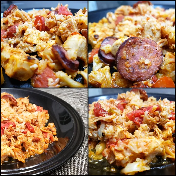 Cauliflower Jambalaya 
Cal:260 Fat:11 Carb:9 Protein:30|Jesse Smithさん