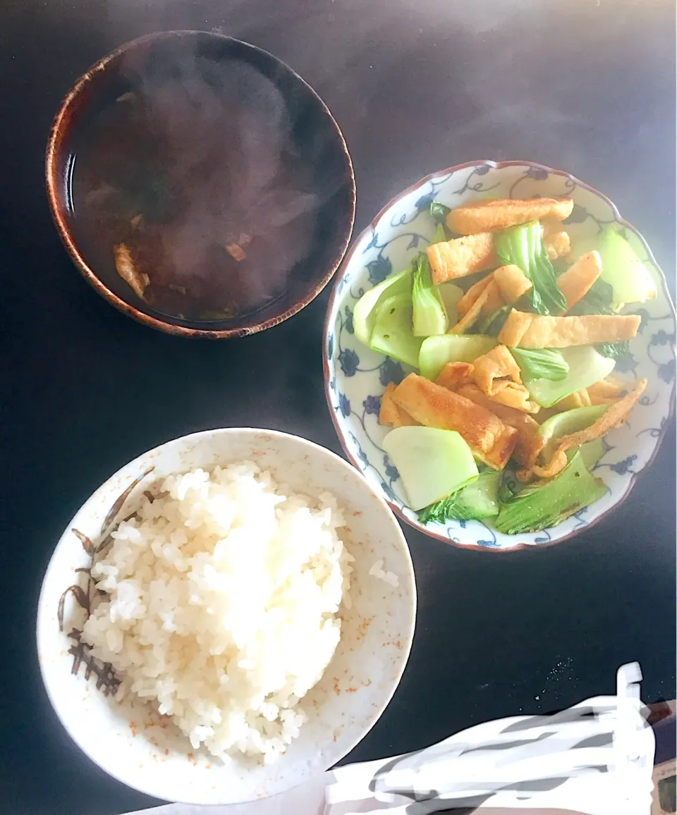 チンゲン菜と油揚げの定食|あろっぱさん