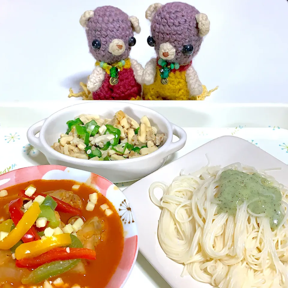 Snapdishの料理写真:晩ご飯揖保乃糸（╹◡╹）|chagashiさん