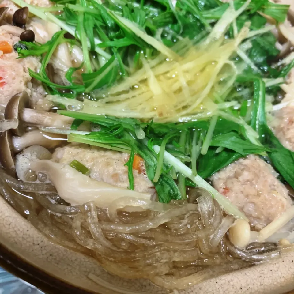 鶏団子の生姜たっぷり春雨鍋🍲|HALさん