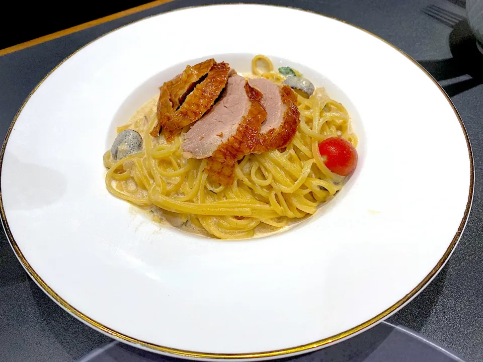 Spaghetti with duck|skyblueさん