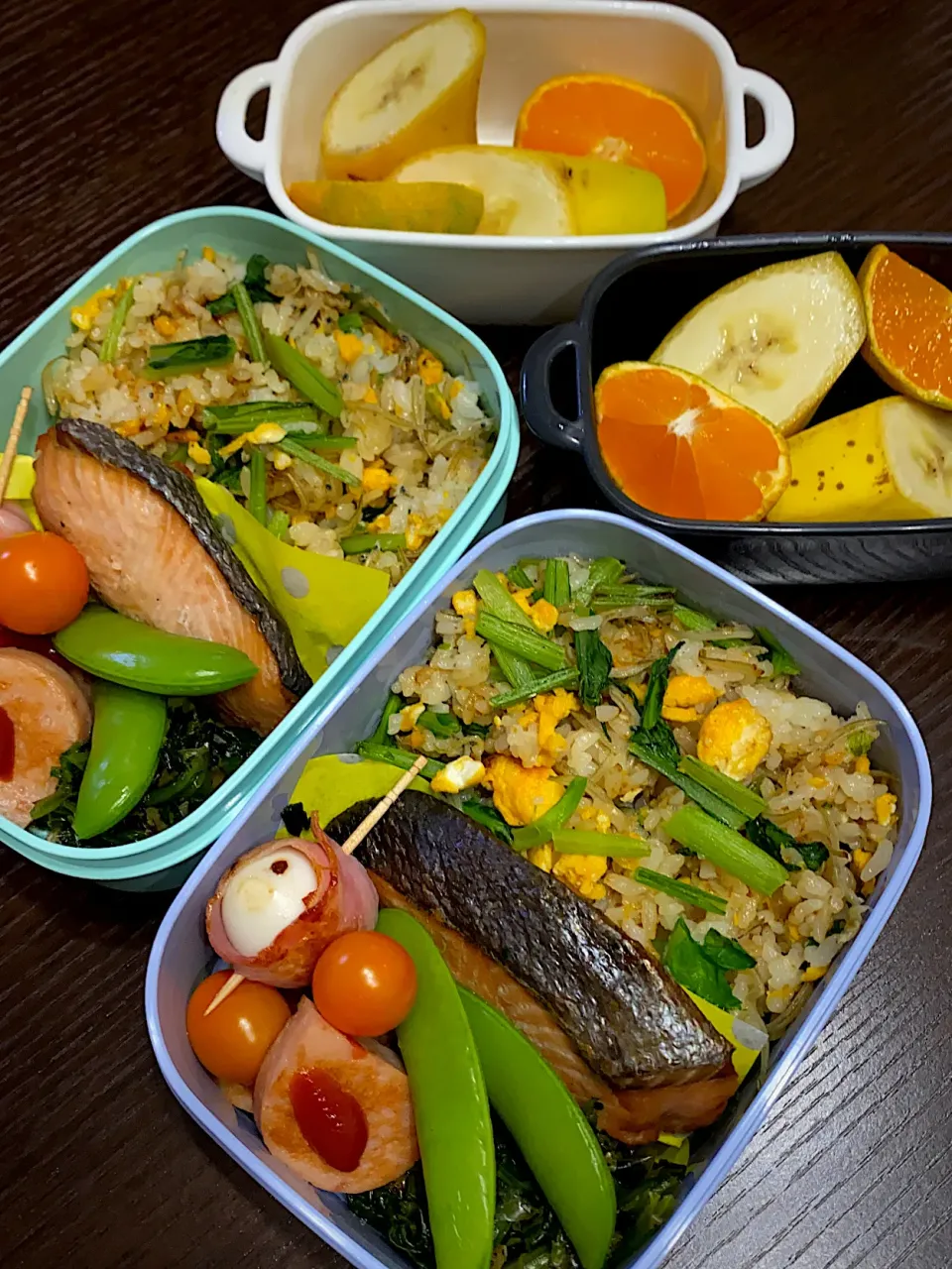 Snapdishの料理写真:お弁当　らでぃっしゅぼーやの小松菜のチャーハン|minaさん