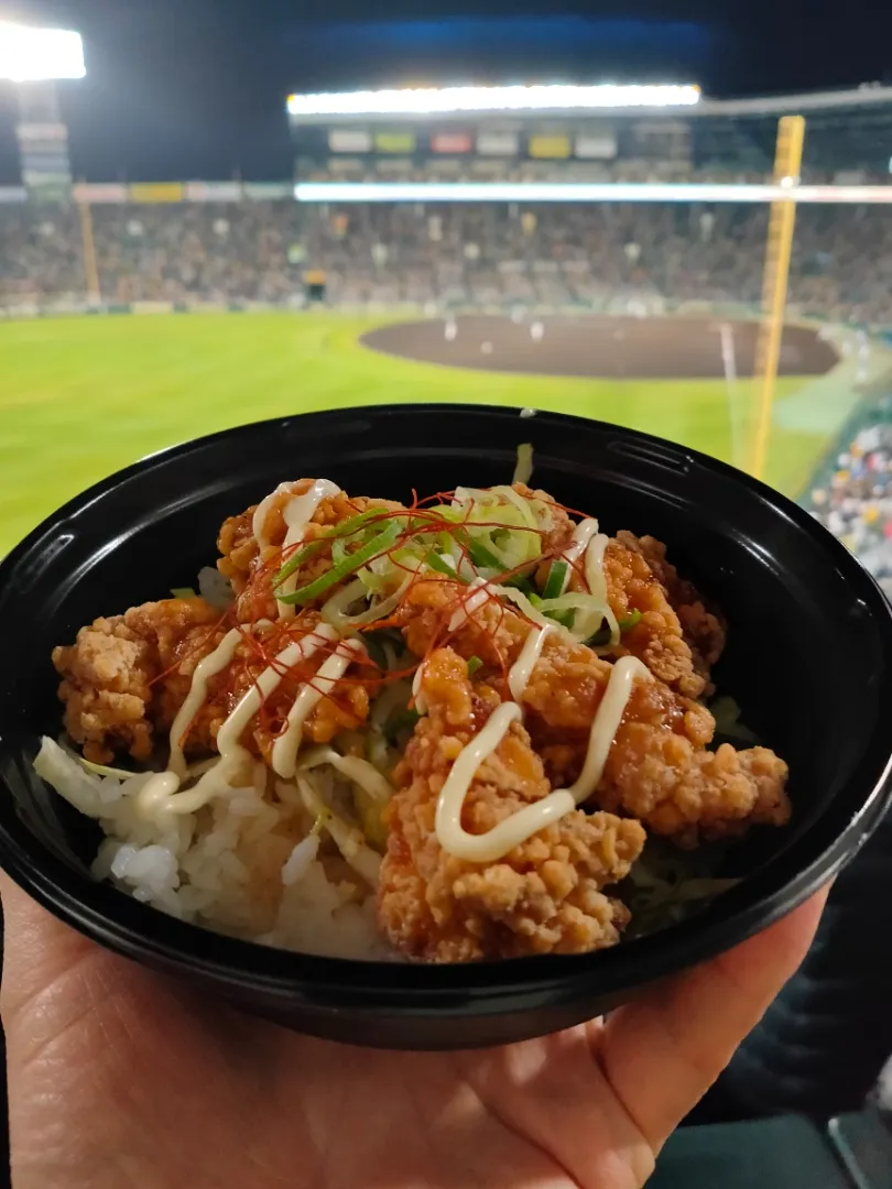 今季甲子園最終戦　秋山の塩ダレ鶏マヨ丼|のぶさん