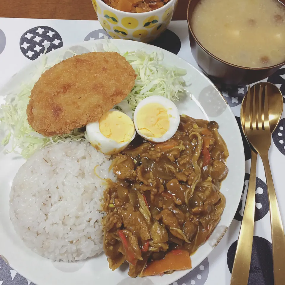 Snapdishの料理写真:キノコカレー🍄ワンプレートごはん🍛|waiwaiさん