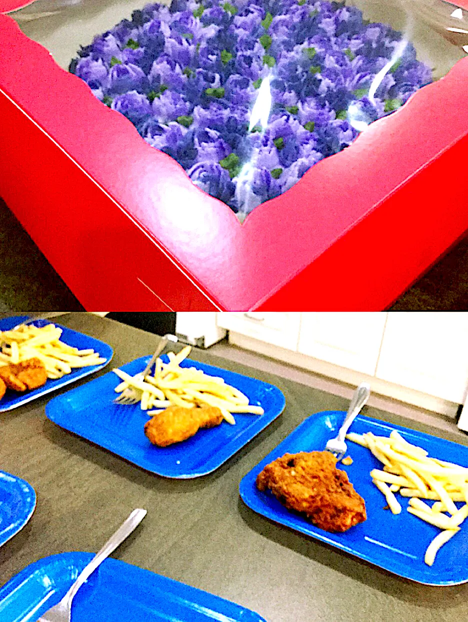 Fried chicken and a flower cake|ninja kittyさん