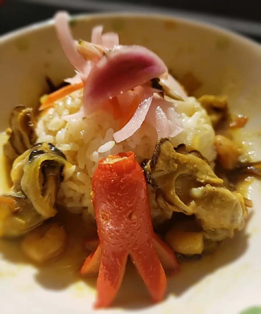 Snapdishの料理写真:牡蠣とエビのシーフードカレーwithタコさんウインナー🐙|ふじわらたくやさん