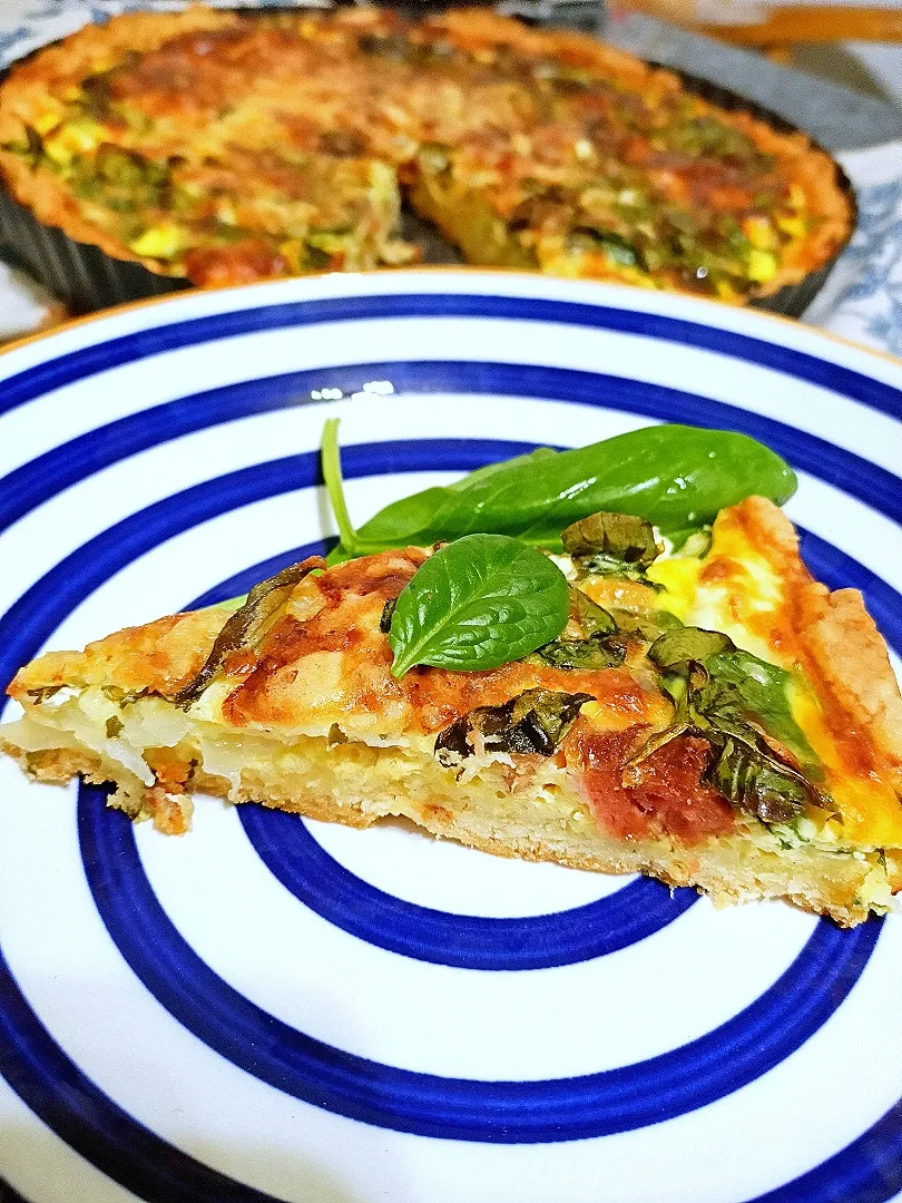 Spinach and Cheddar 🧀 Quiche 🌿|Fatmamaさん