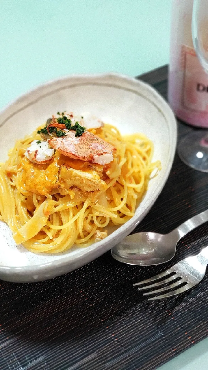 Snapdishの料理写真:ストーンクラブ🦀のクリームパスタ🍝|tdlemonさん