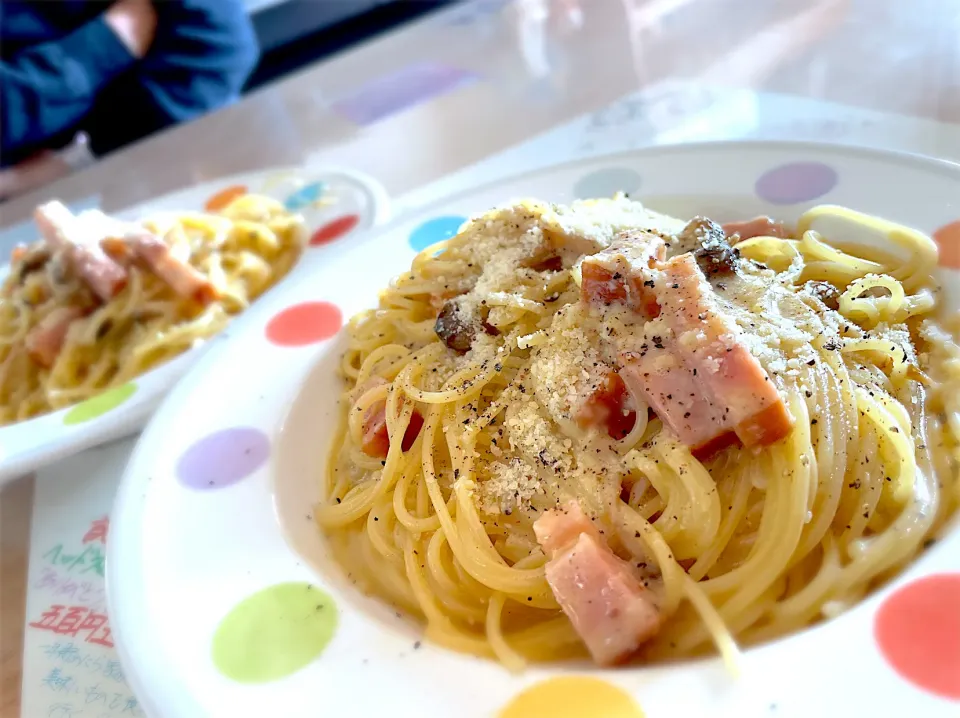 Snapdishの料理写真:今日のパパパスタ【速攻カルボナーラ】|不動南平さん