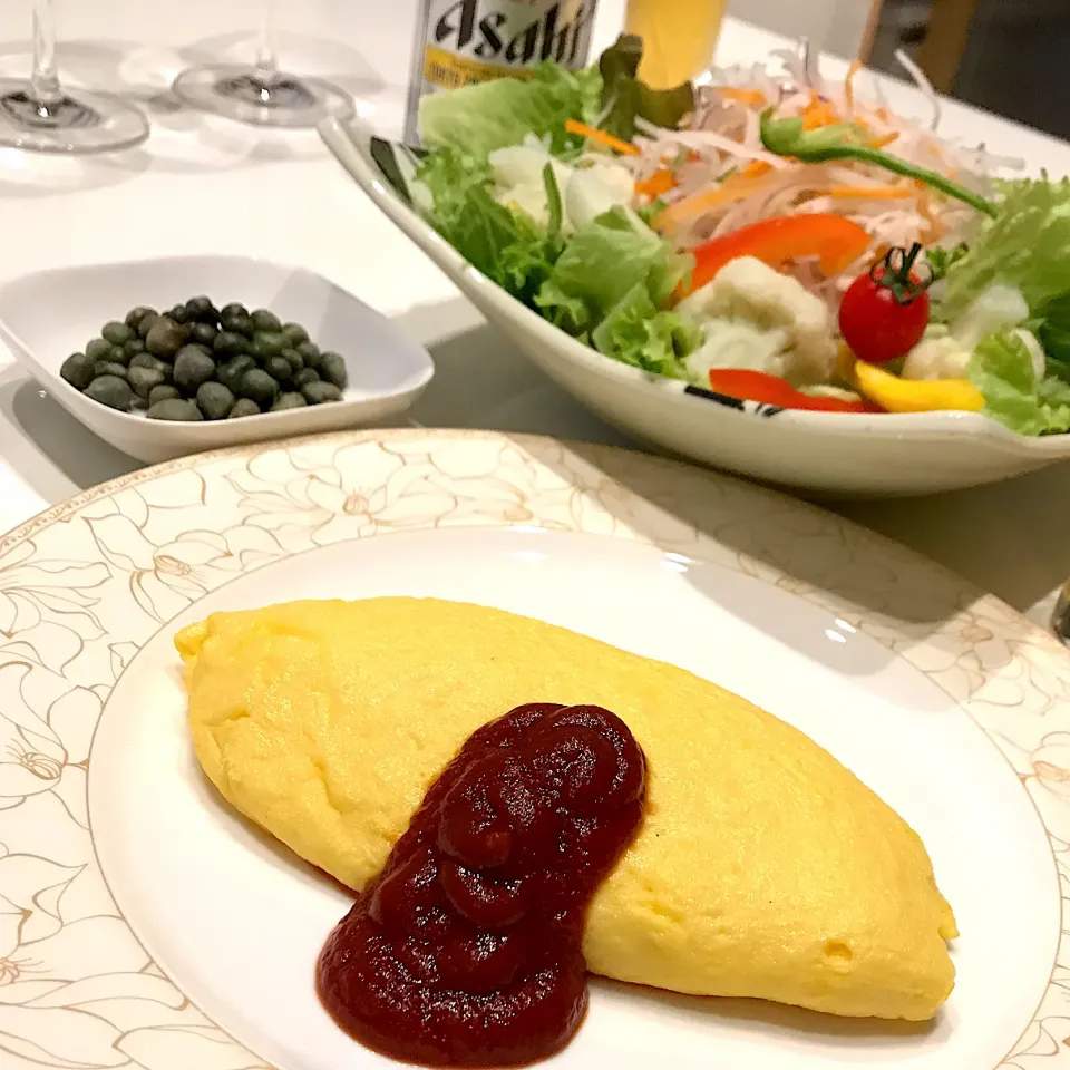 プレーンオムレツ＆野菜サラダ🥗➰🍻|ナムナムさん