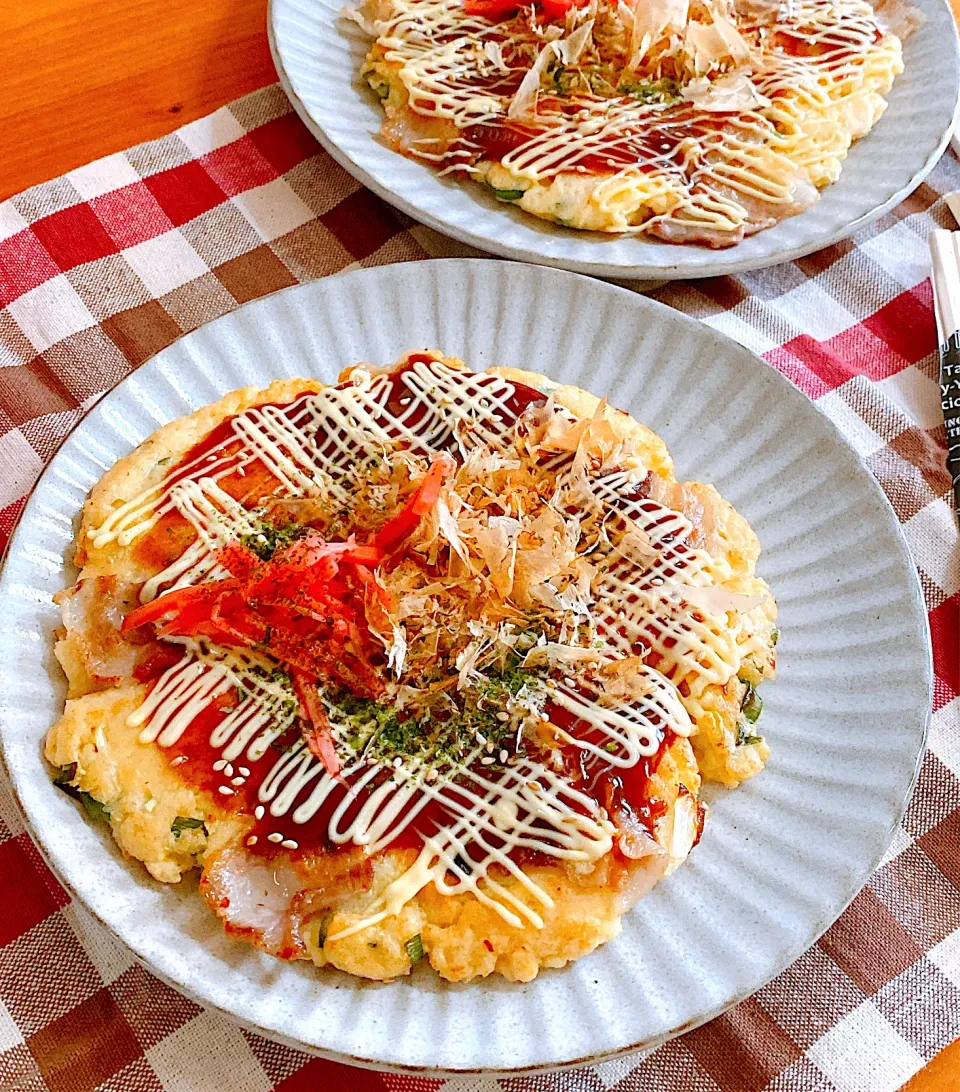 Snapdishの料理写真:おから入りお好み焼きで糖質ゆるカッと|ちこさん