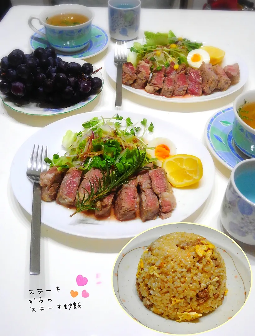 Snapdishの料理写真:るん♪さんの料理 低温調理で宮崎牛ステーキ♪を激安肉で…|みったんさん