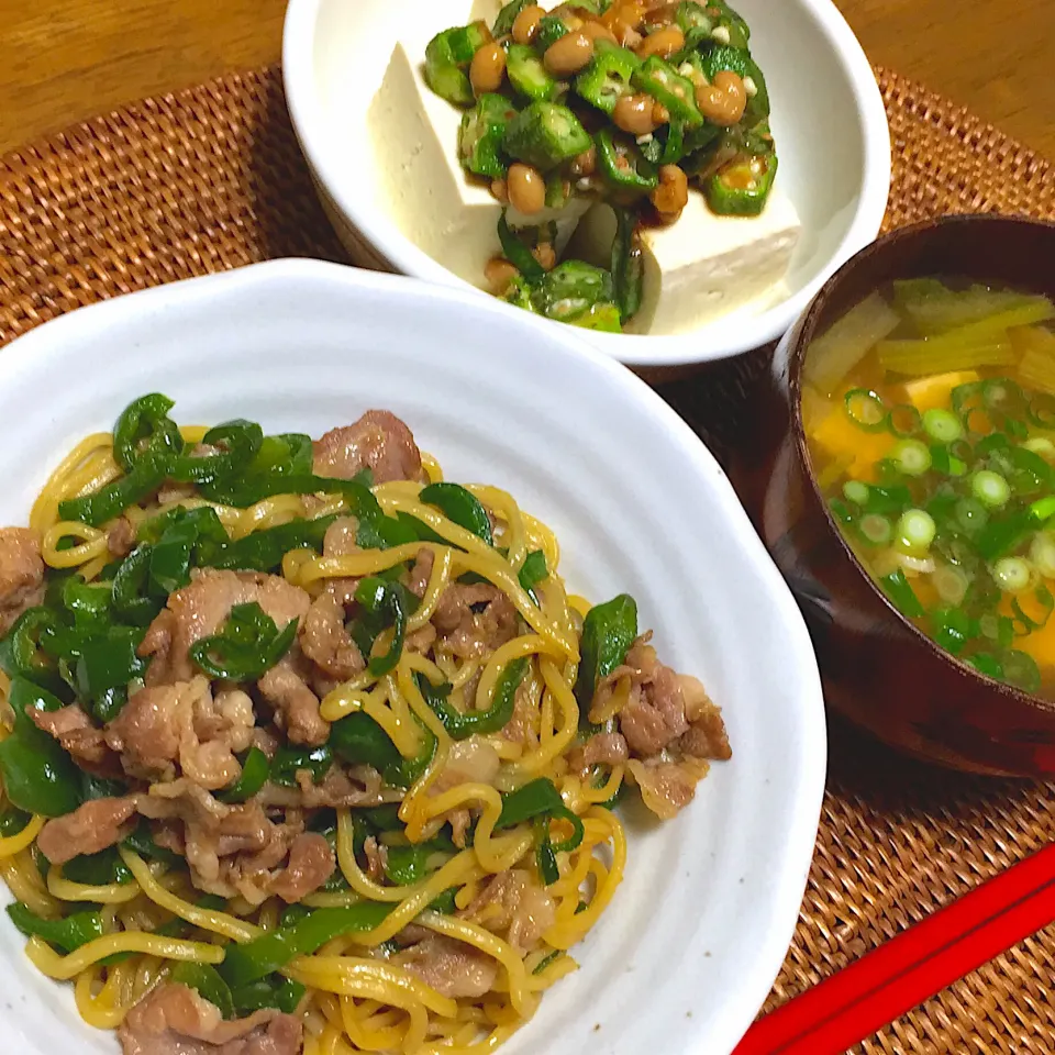 青椒肉絲風焼きそば|トッチーさん