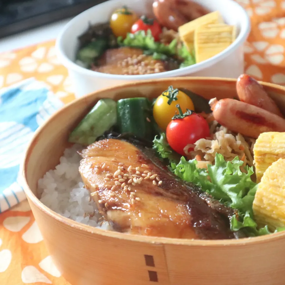 中学生男子年子弁当🍱ぶりの照り焼き|なかじー。さん