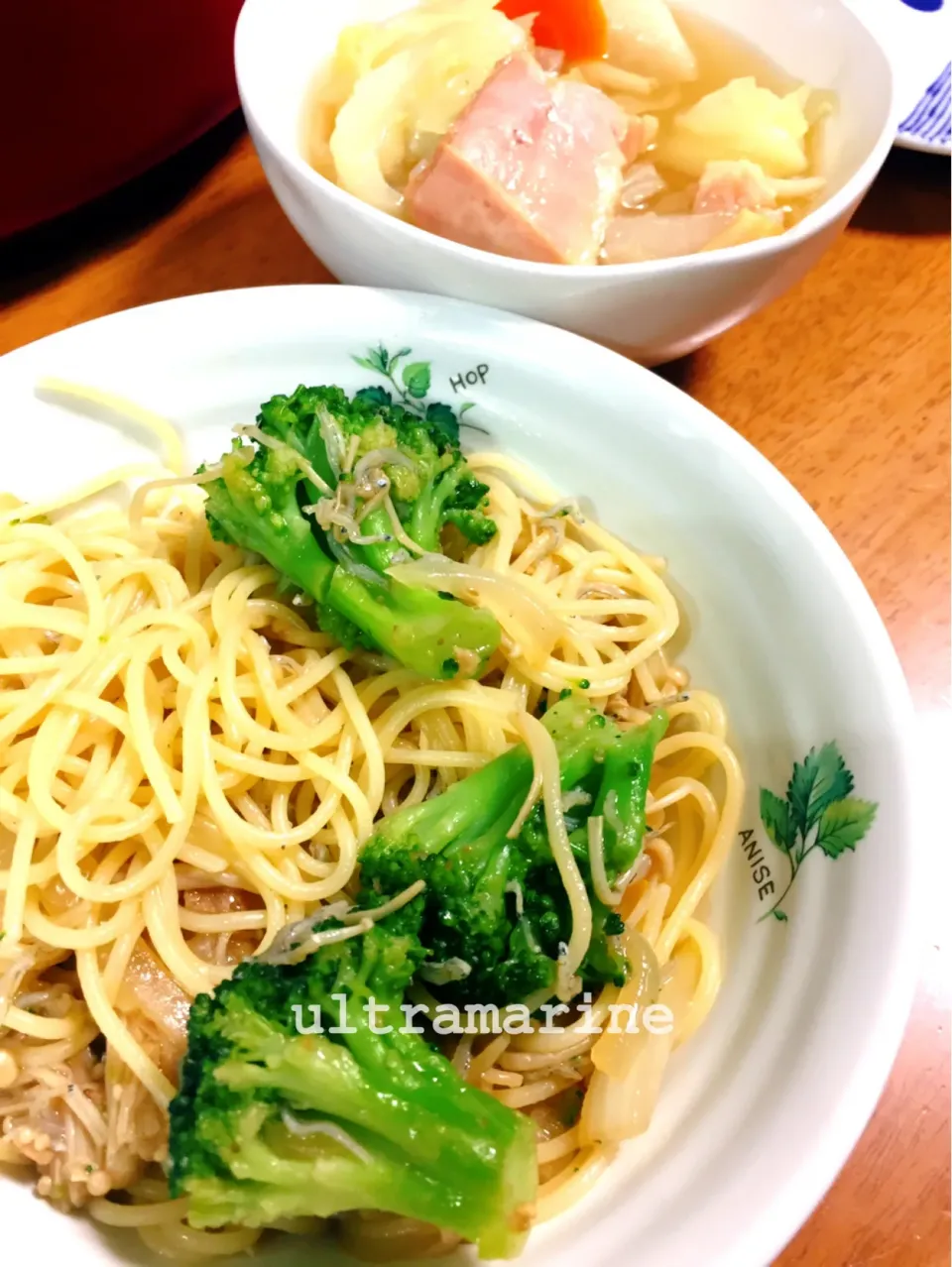 Snapdishの料理写真:＊しらすアヒージョでパスタとポトフ＊|ultramarineさん