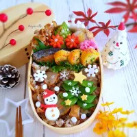 Snapdishの料理写真:✨🎄✨⛄✨ベビー帆立ときのこの炊き込みご飯弁当