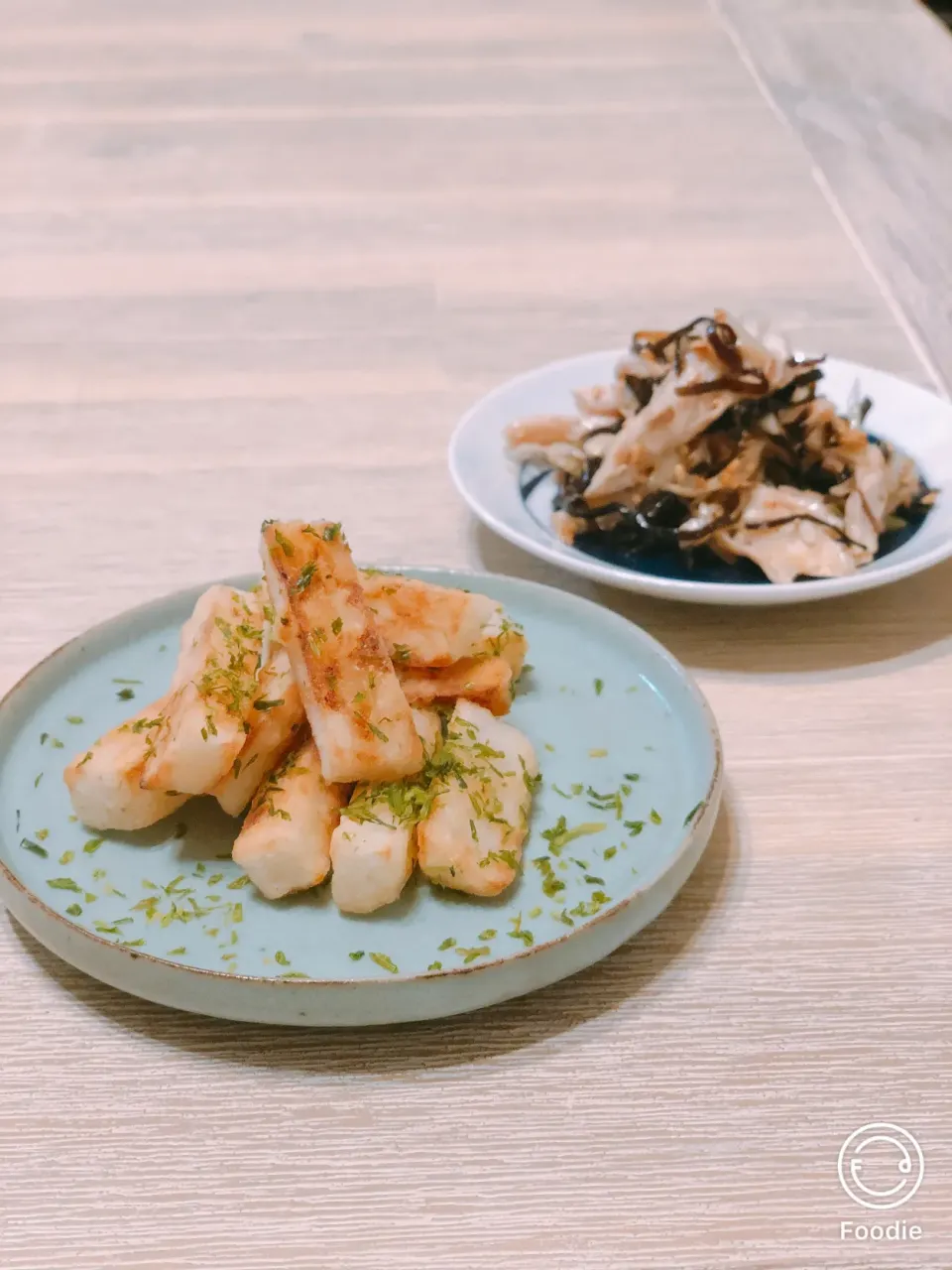 長芋素焼き青のり風味とネギ・みょうが・鶏ささみの塩昆布和え|natsuさん