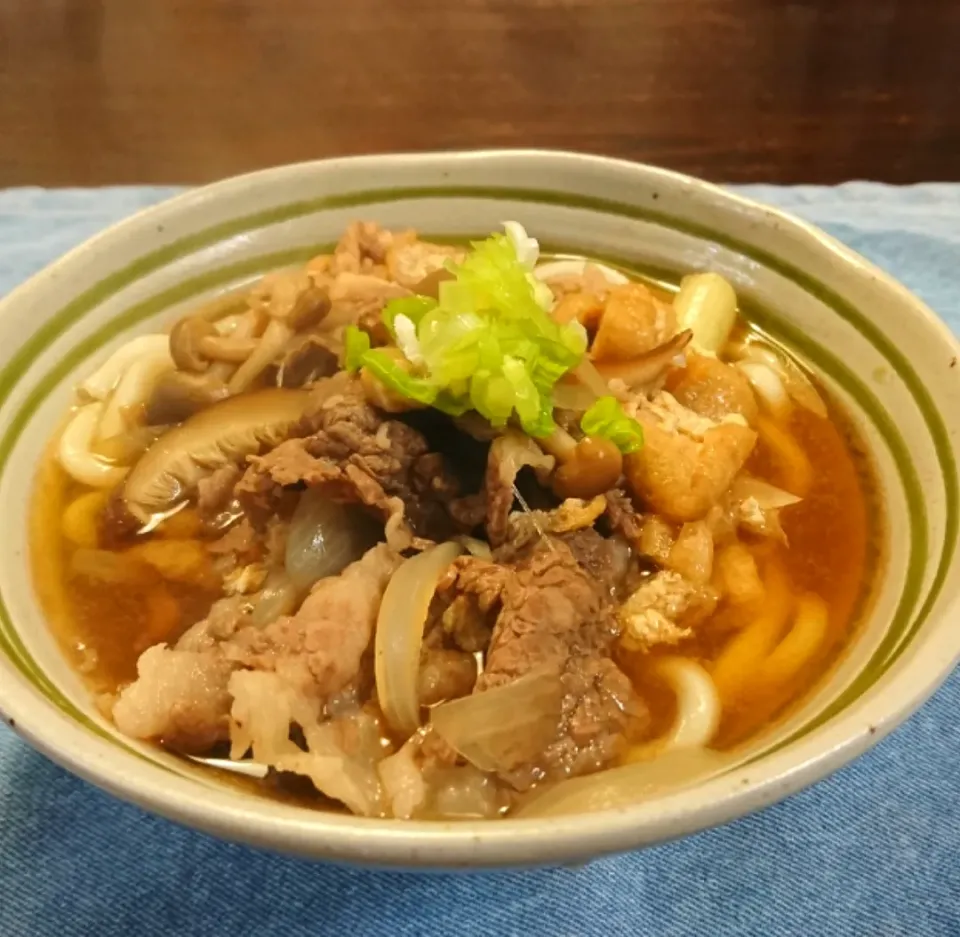 Snapdishの料理写真:肉、野菜、きのこのうどん( ´艸｀)|しーPaPaさん