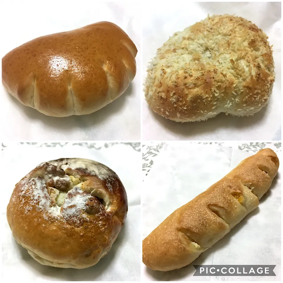 クリームパン、焼きカレーパン、クルミ&クリームチーズ、オレンジピール&クリームチーズ|こいちさん