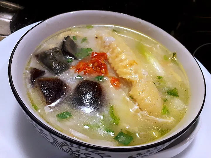 chicken congee with preserved eggs|Sophieさん