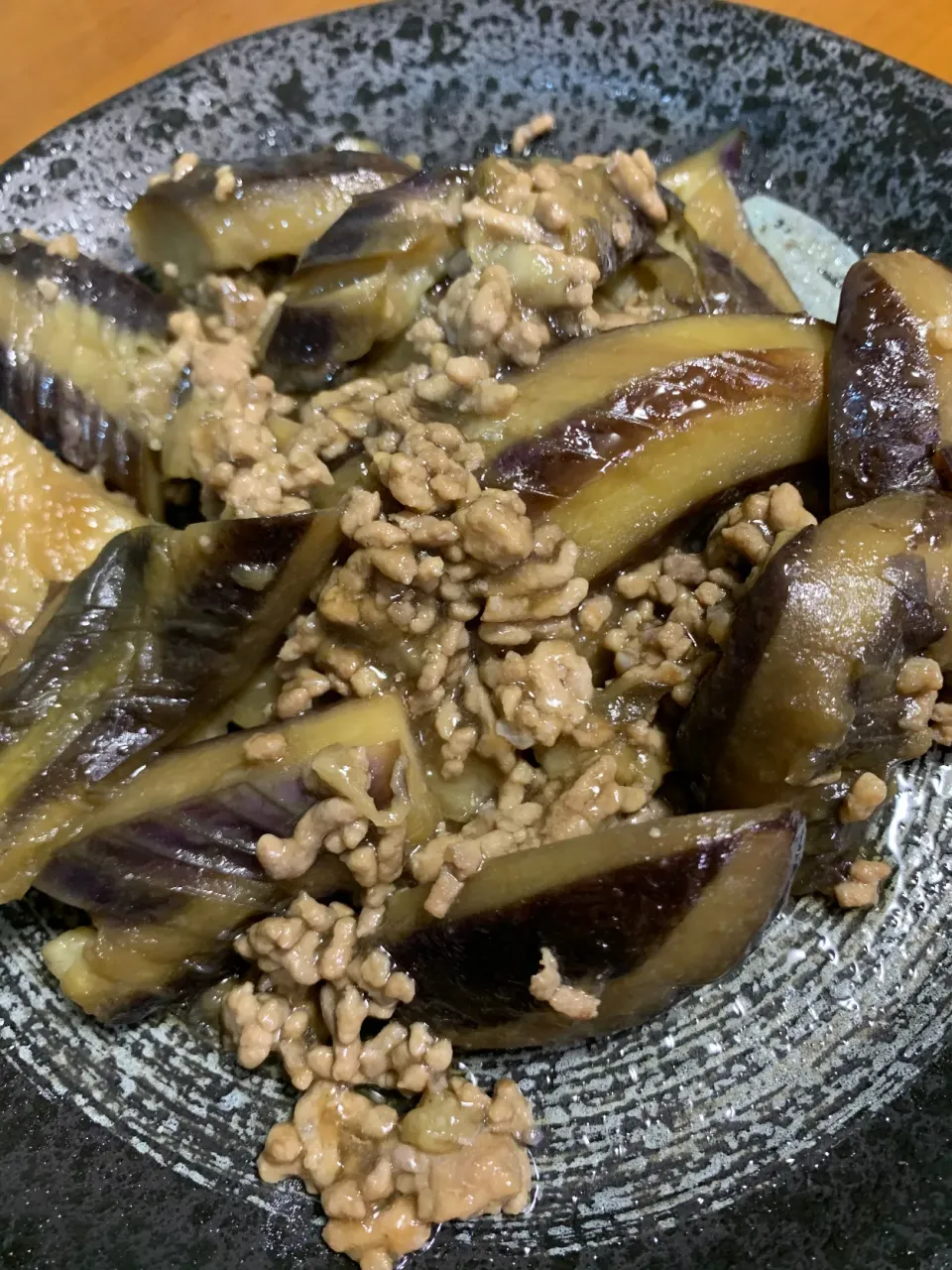 挽肉と茄子の麺つゆ炒め煮です。|レモンさん