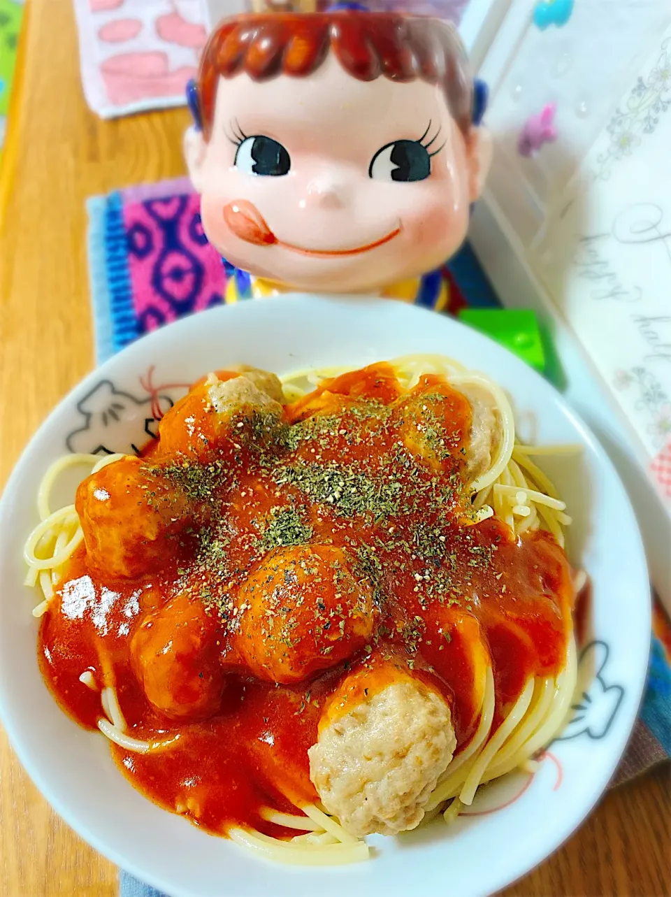 ほったらかしレンジ茹で♡ミートソースボールパスタ。|ぽき。さん