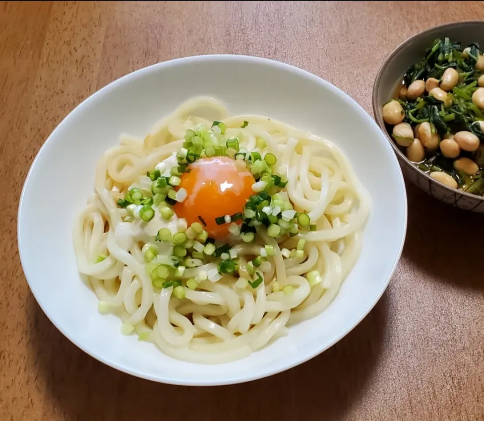 温玉とネギのせうどん
大豆と三つ葉の煮物|ナナさん