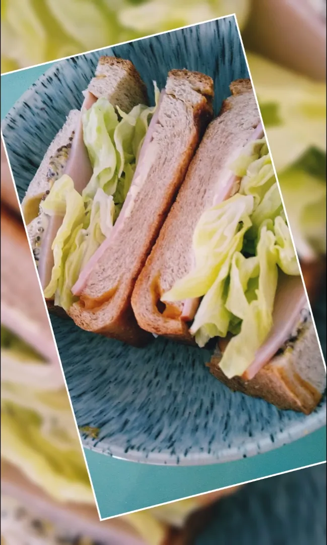 全粒粉食パンでハムサンド❗️|かずにゃさん