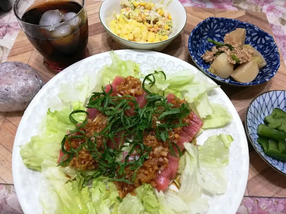 11/21
鮪のカルパッチョと作りおきで晩ごはん😋|たえさん