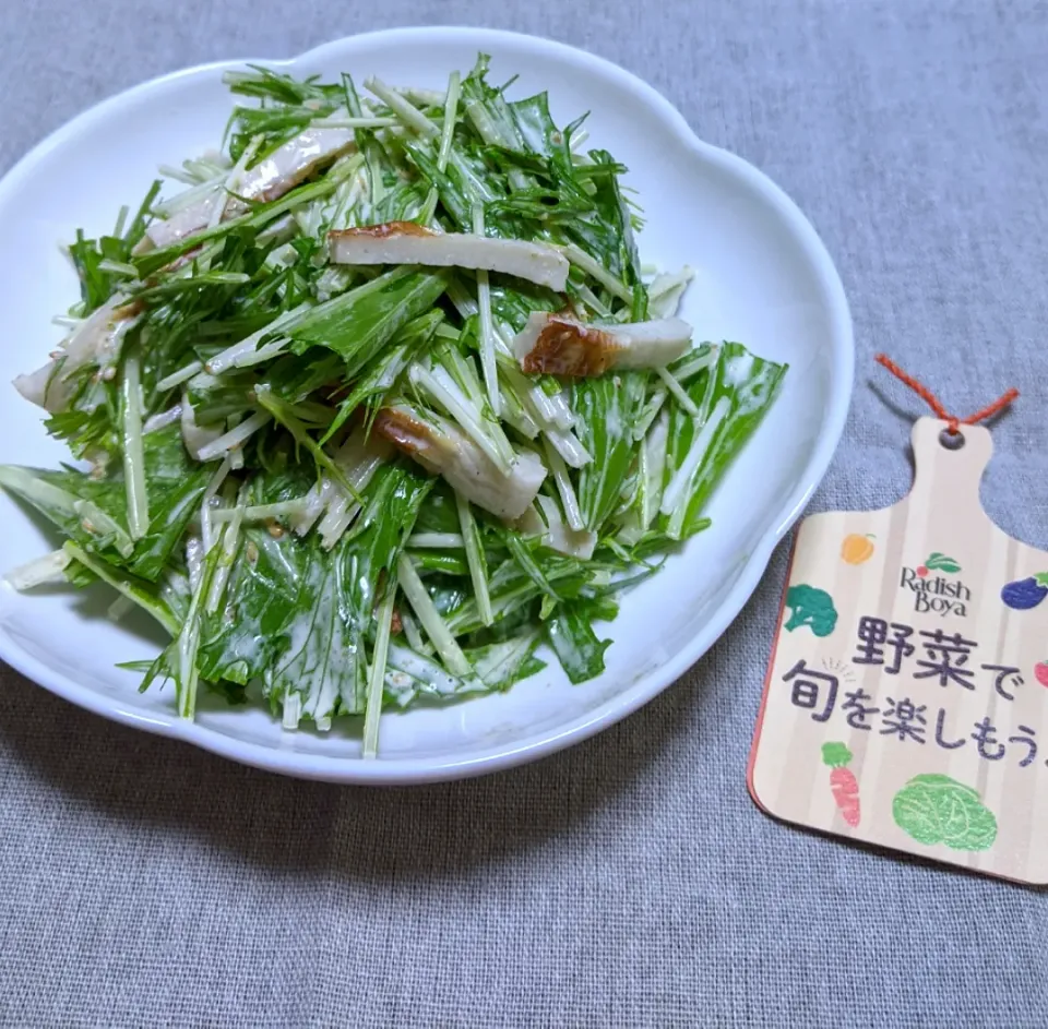 Snapdishの料理写真:2020/11/21　水菜とちくわのサラダ🍀|ちいたんさん