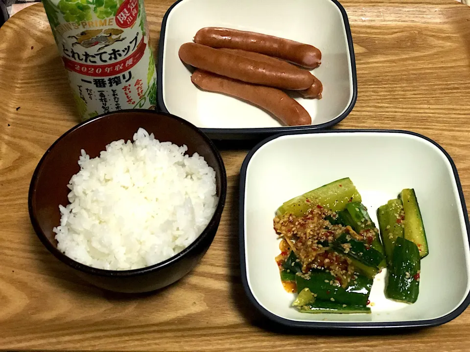 ☆ソーセージ ☆胡瓜のおつまみ ☆ビール🍺|まぁたんさん