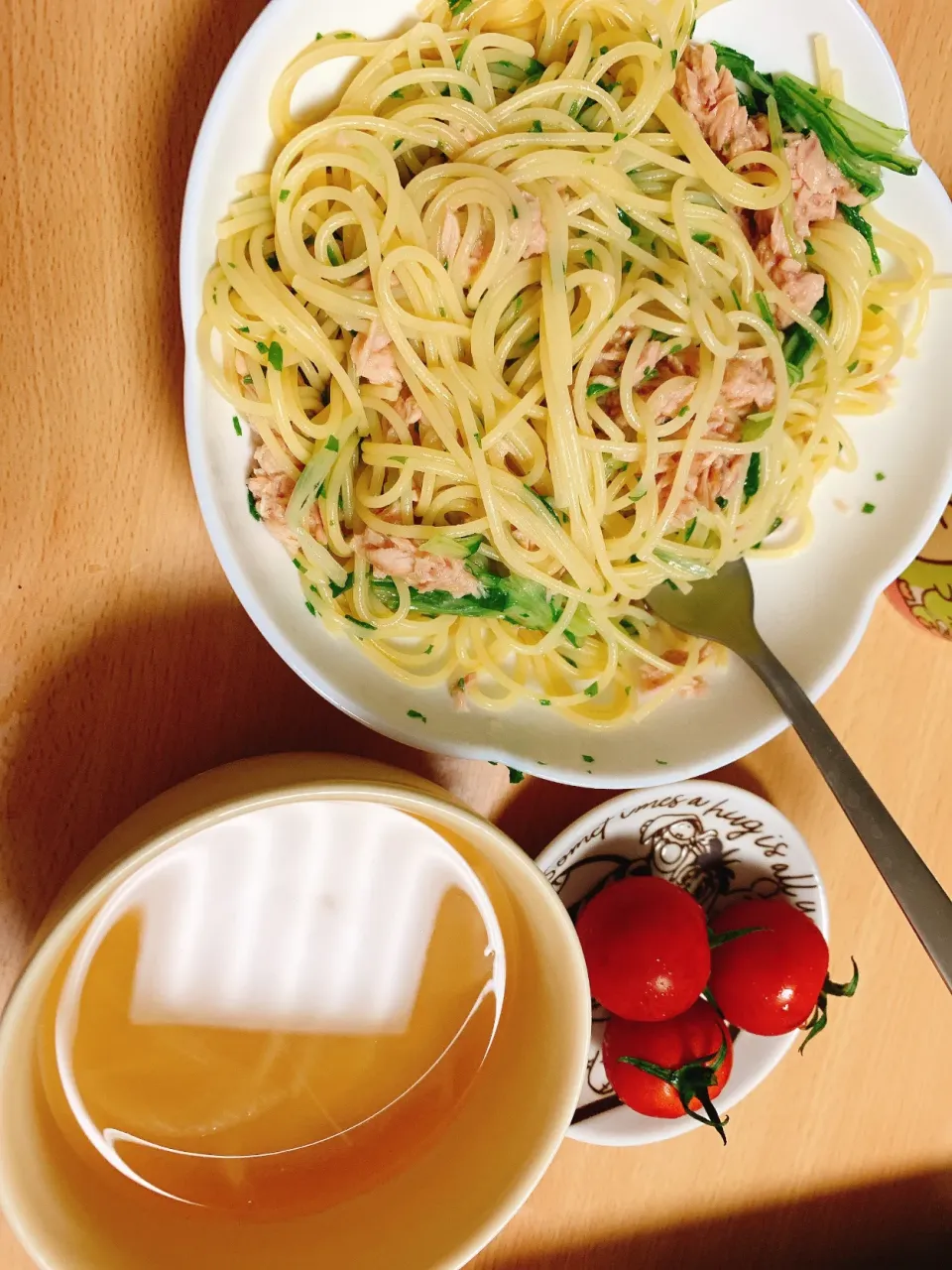 Snapdishの料理写真:ツナと水菜のパスタ|あみたんさん