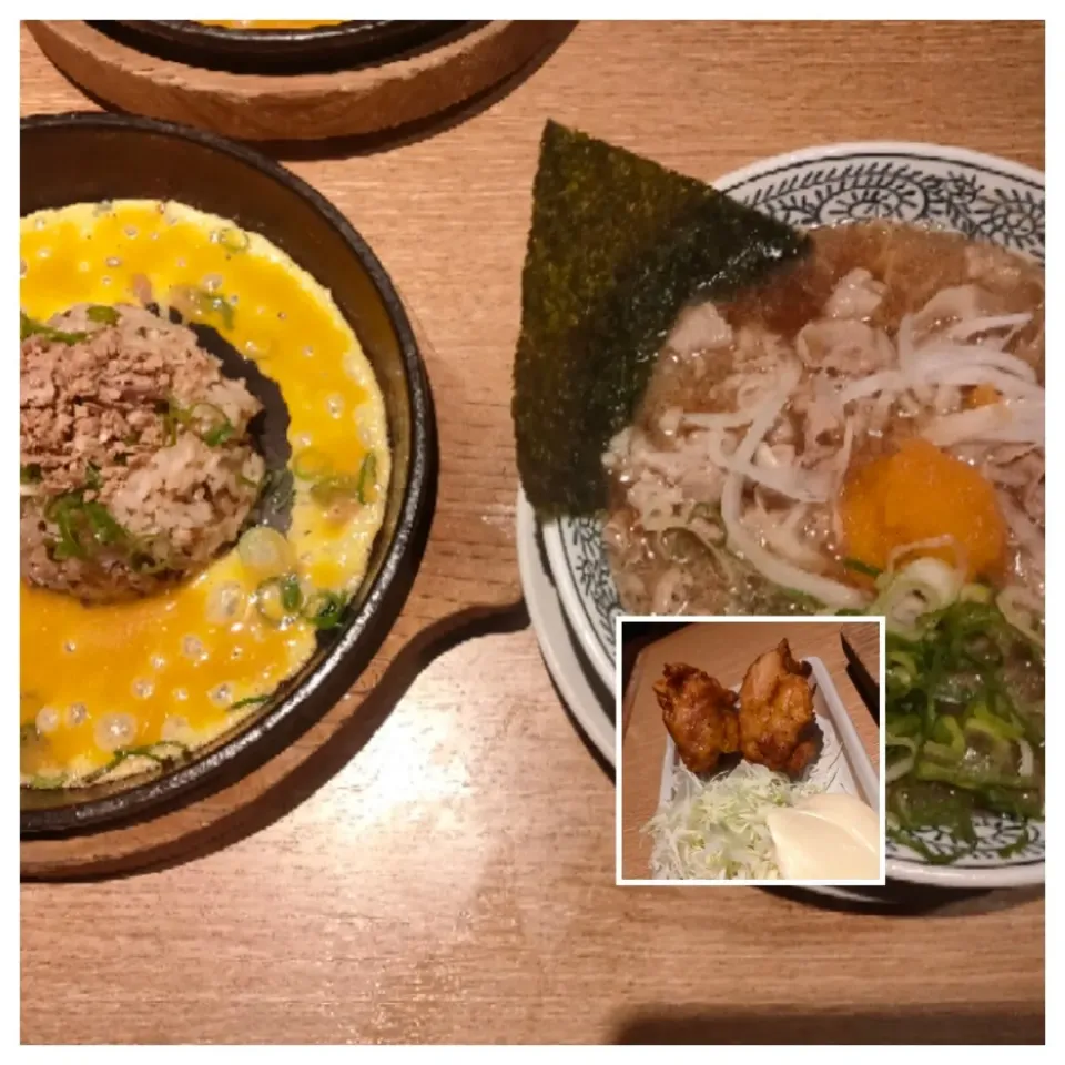 Snapdishの料理写真:丸源商店 チャーハン餃子セットの餃子を唐揚げに変更、バリカタで|のぶさん