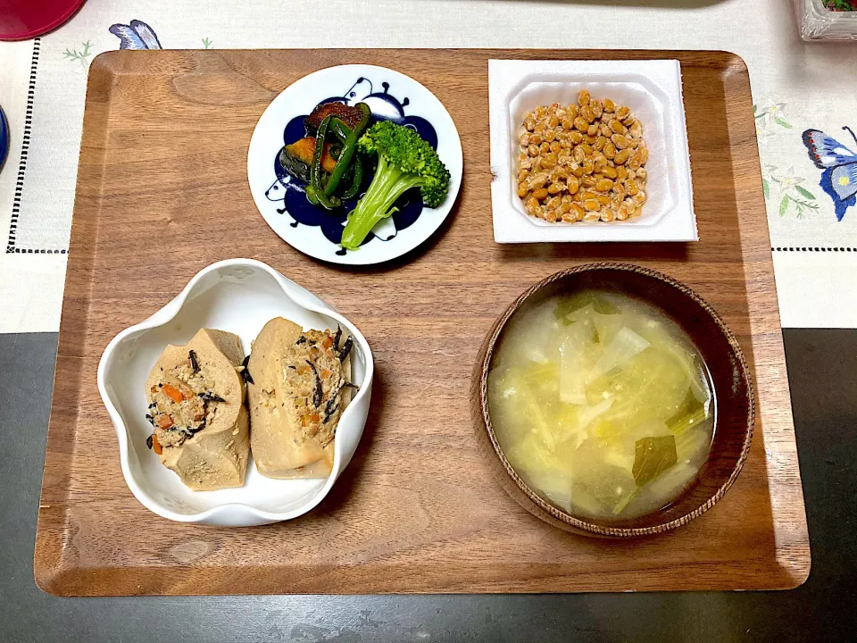 高野豆腐の豚ひじき詰めのご飯|みよさん