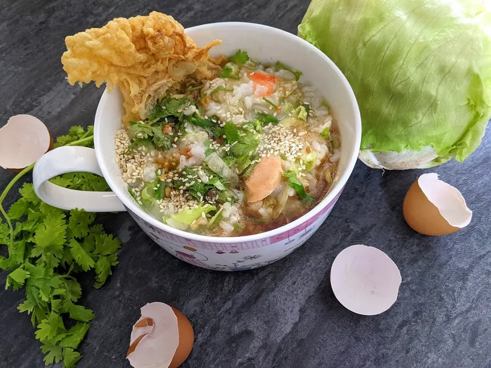 Crabstick & Sausage Porridge|Pink Piggyさん