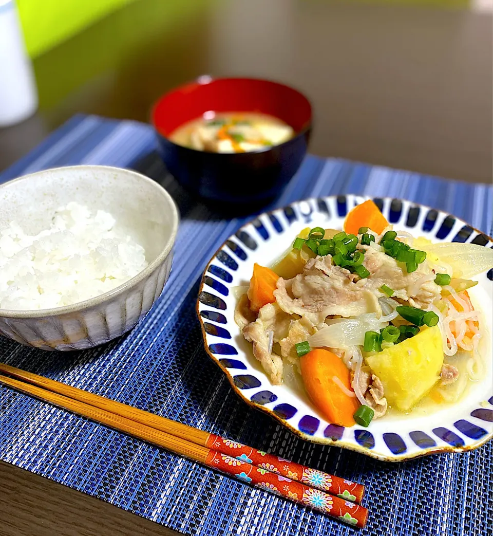 塩肉じゃが　かぶと豆腐の味噌汁|ちぐあささん