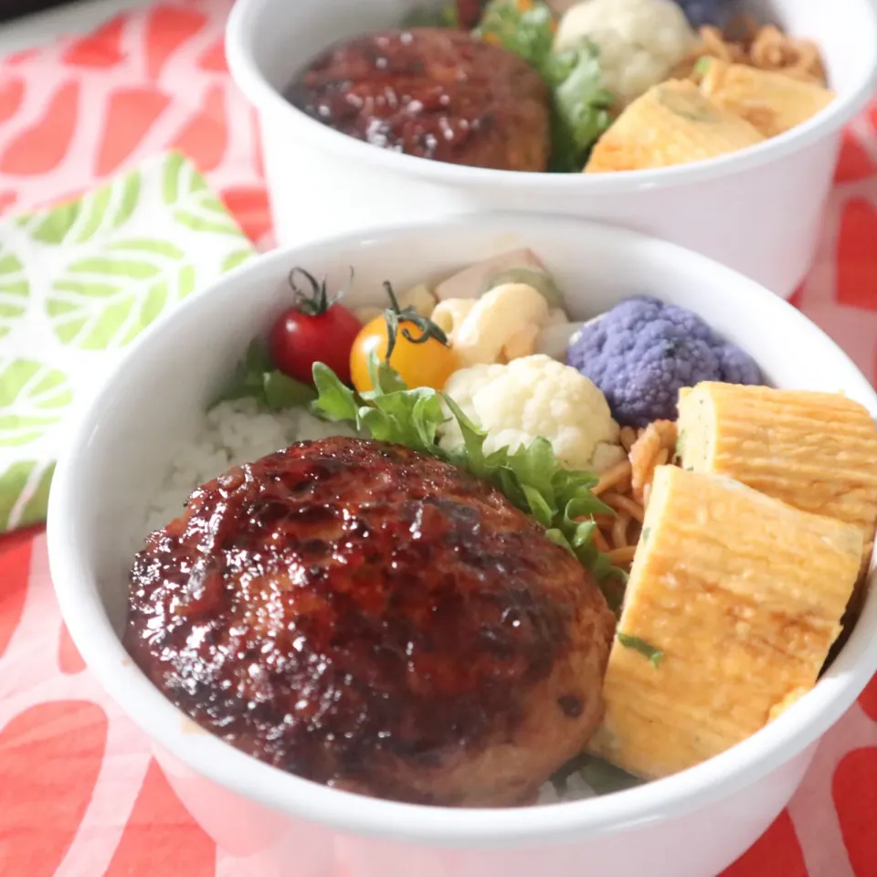 中学生男子年子弁当🍱つくねバーグ。期末テスト1日目の置き弁💪|なかじー。さん