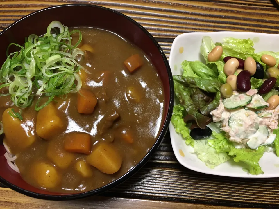 和そばでカレーそばとサラダ　dinner|ようか✩.*˚さん