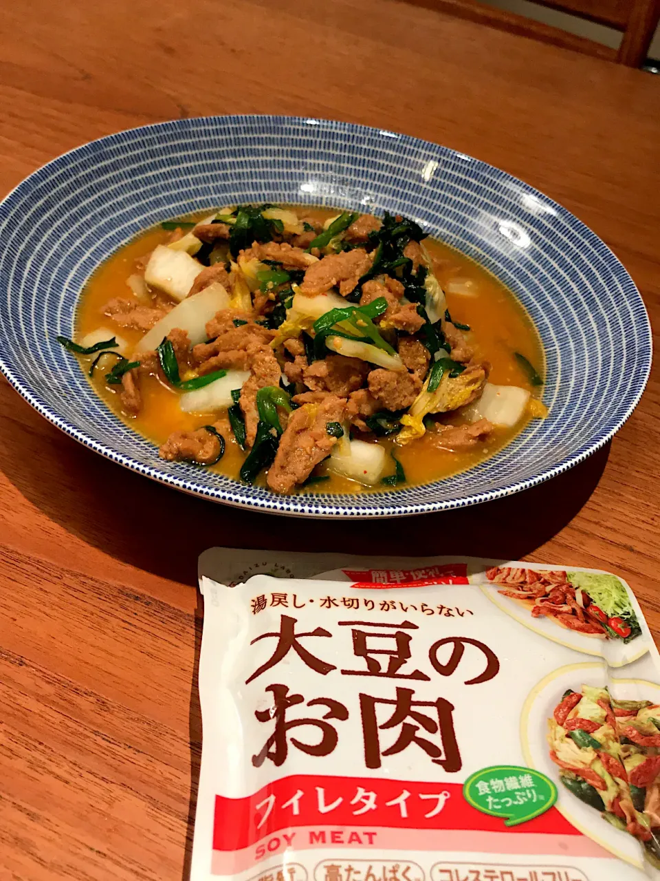 大豆のお肉で味噌キムチ炒め|あゆさん