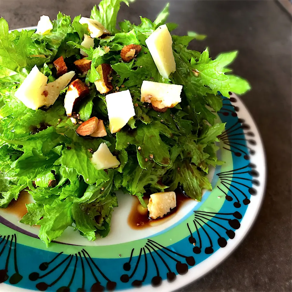 Snapdishの料理写真:春菊とアジアーゴチーズのサラダ🥗|ららさん