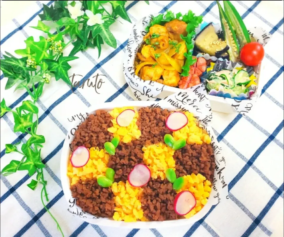 そぼろ丼弁当😋🍴
またまた100均のお弁当箱で🎵|taruto⭐️さん