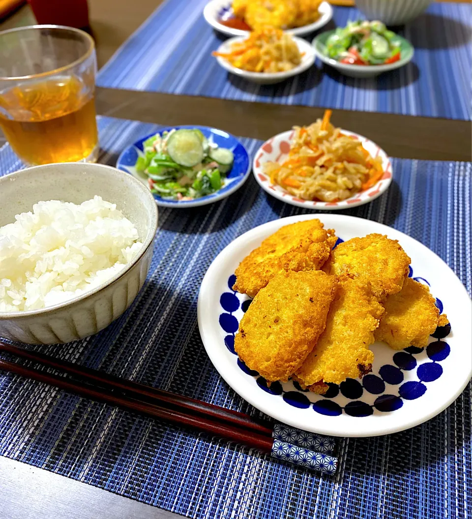 豆腐ナゲット　切り干し大根煮　小松菜のわさびマヨ和え|ちぐあささん