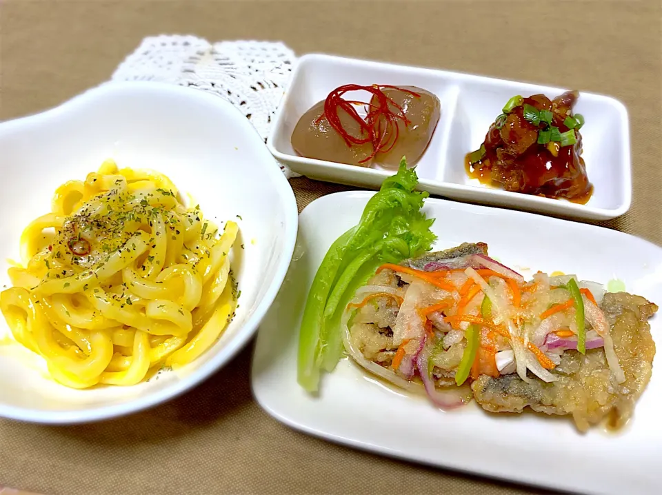 🌱ぺぺ玉うどん
　　アジの南蛮漬け🐟
　　鶏の甘酢あんかけ
　　蒟蒻玉

|eiyadeさん