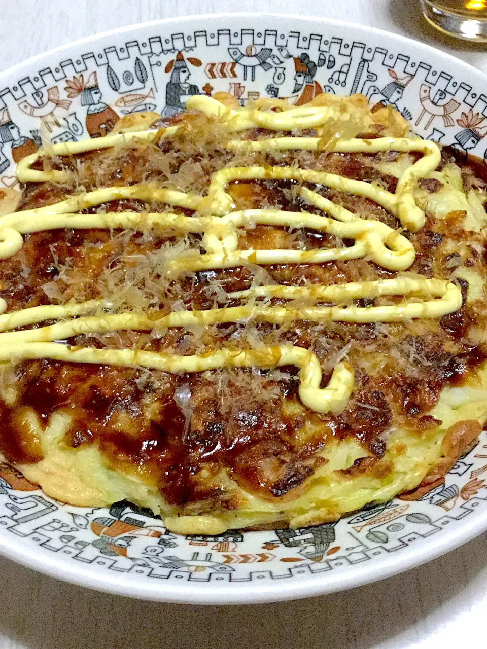 お好み焼き定食風、ご飯とお味噌汁、サラダ付き|Ayaさん