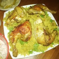 Snapdishの料理写真:Mandi rice with roast chicken. Arabic cuisine.|Arinron Ahirafさん