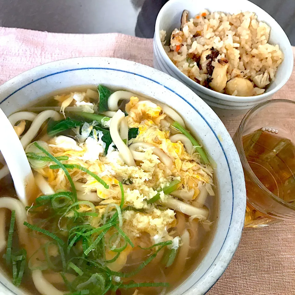 卵とじうどん、炊き込みご飯|純さん