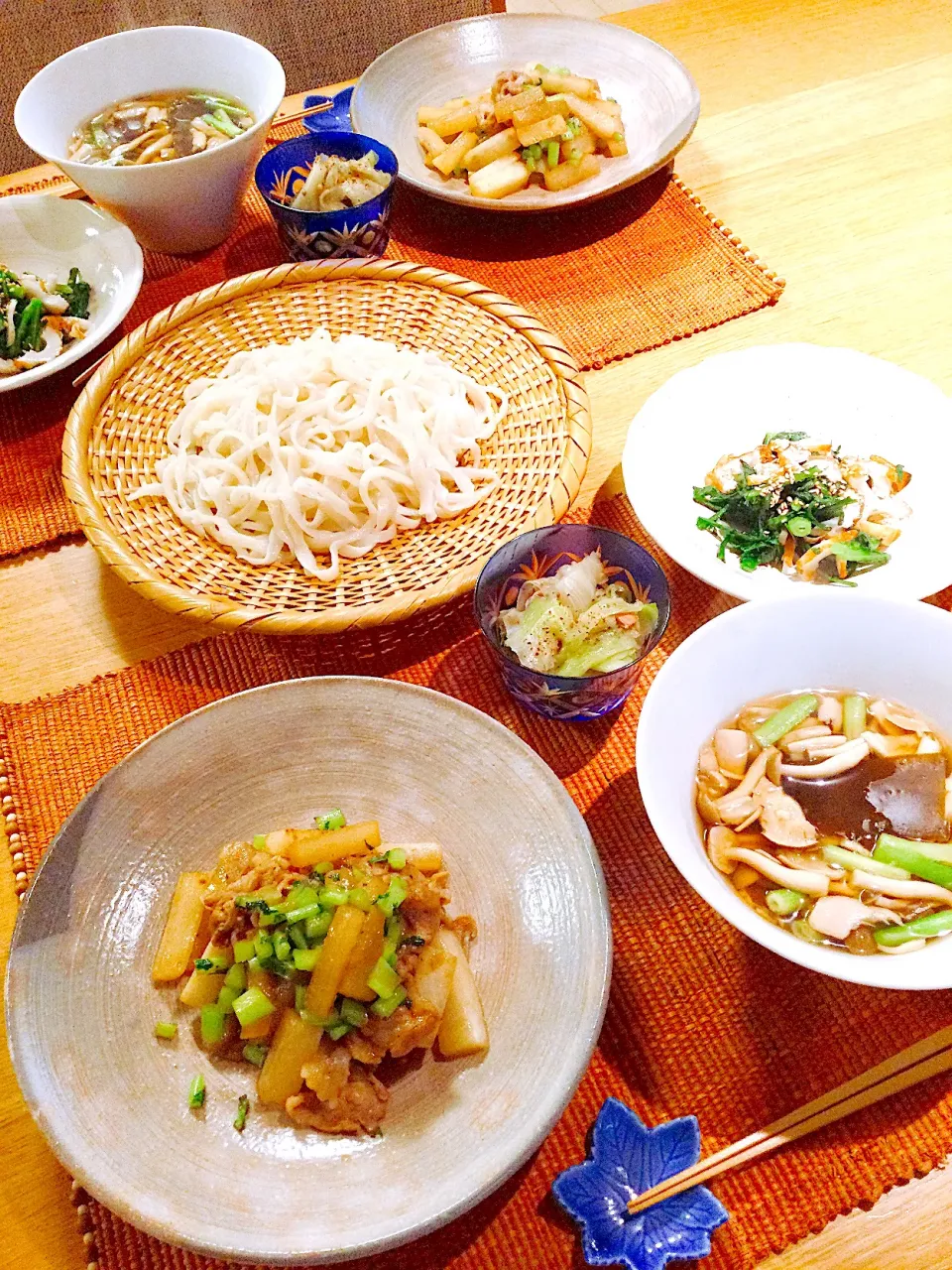 豚肉と大根の味噌炒め、キノコつけ汁うどん|papinさん