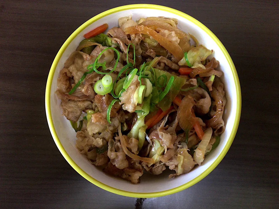 豚肉野菜炒め(ハーフ)丼|ばーさんさん